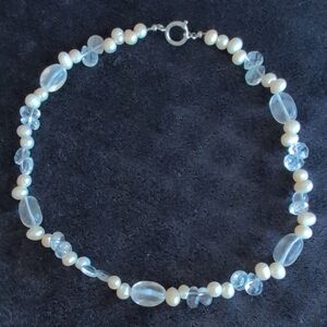 Costume Blue and White Beaded Necklace